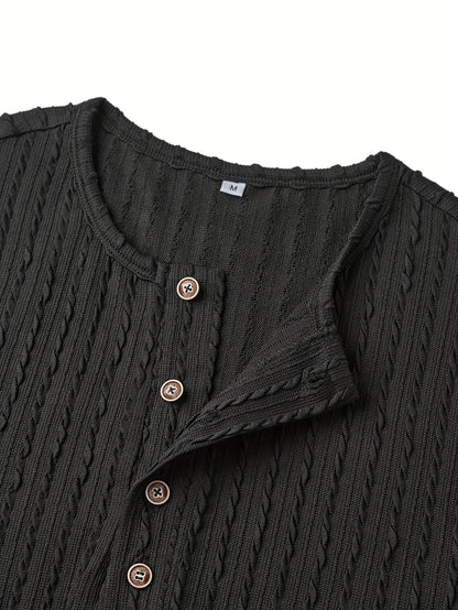 Men's Henley T-Shirt Short Sleeve – Fashionable Casual Shirt with Button Placket for Everyday & Summer