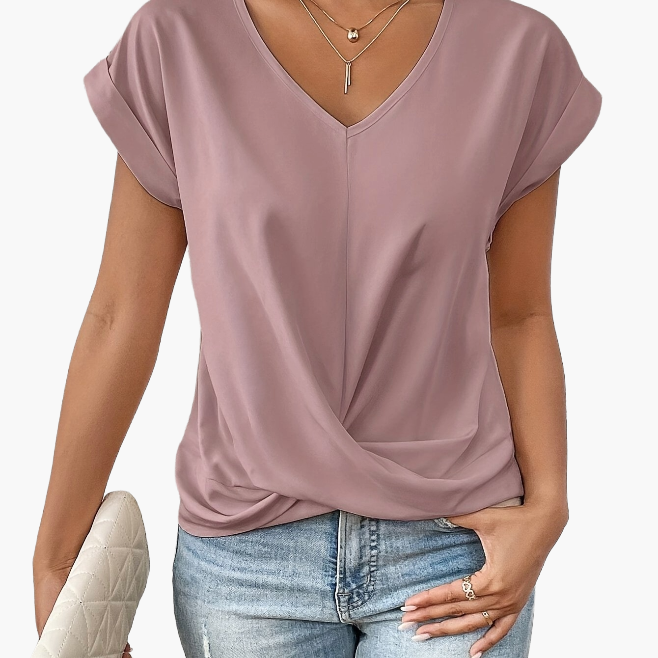 Women's Elegant Wrap Blouse with V-Neck for Everyday and Office