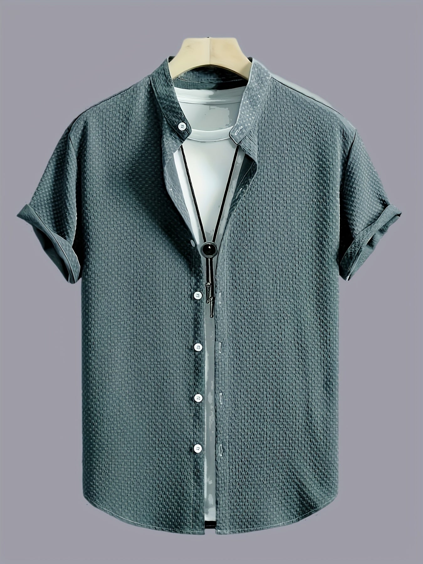 Men's casual shirt with short sleeves and stand-up collar – modern summer shirt for everyday and leisure use