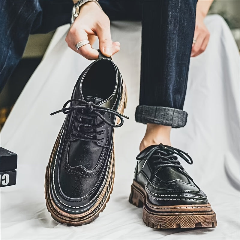 Herren Vintage Brogue Plateau-Schnürschuhe – Elegante Business- und Freizeit-Schuhe