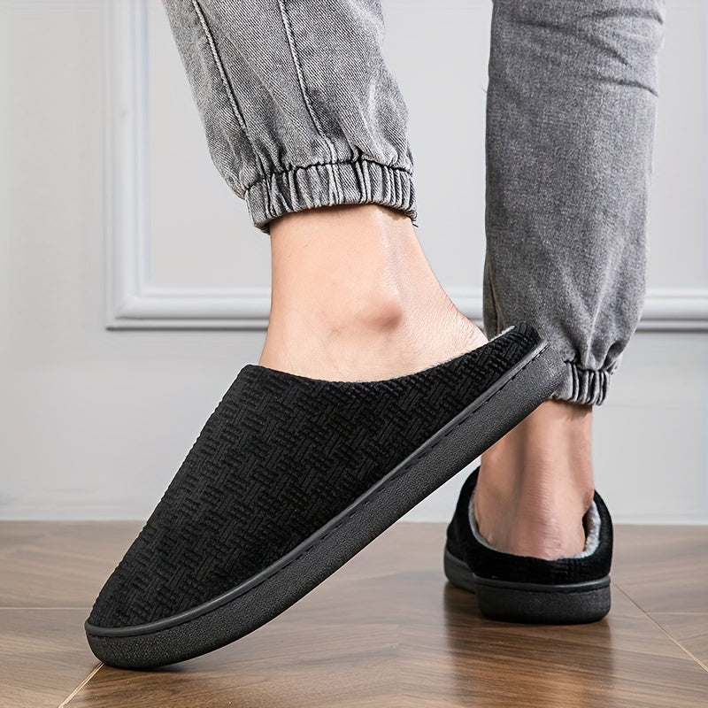 Unisex black slippers with soft lining