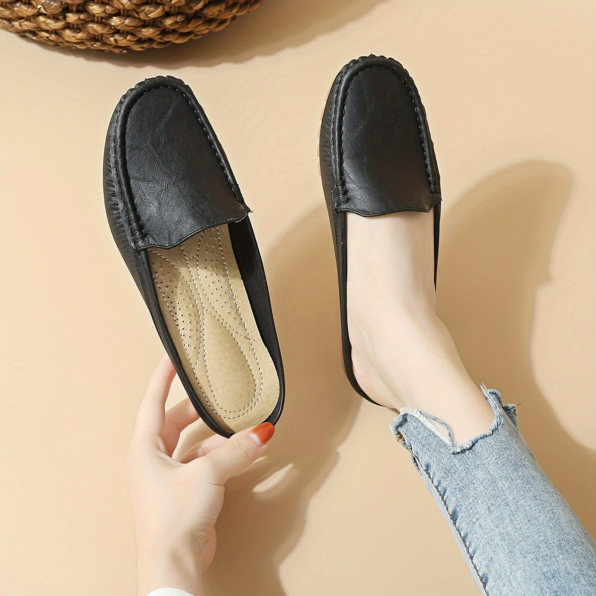 Damen Mokassins Preppy Stil Penny-Loafer Bequem Alltagsschuhe