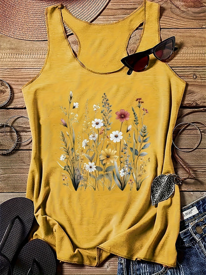 Women's tank top with floral print – Casual summer top for leisure & vacation