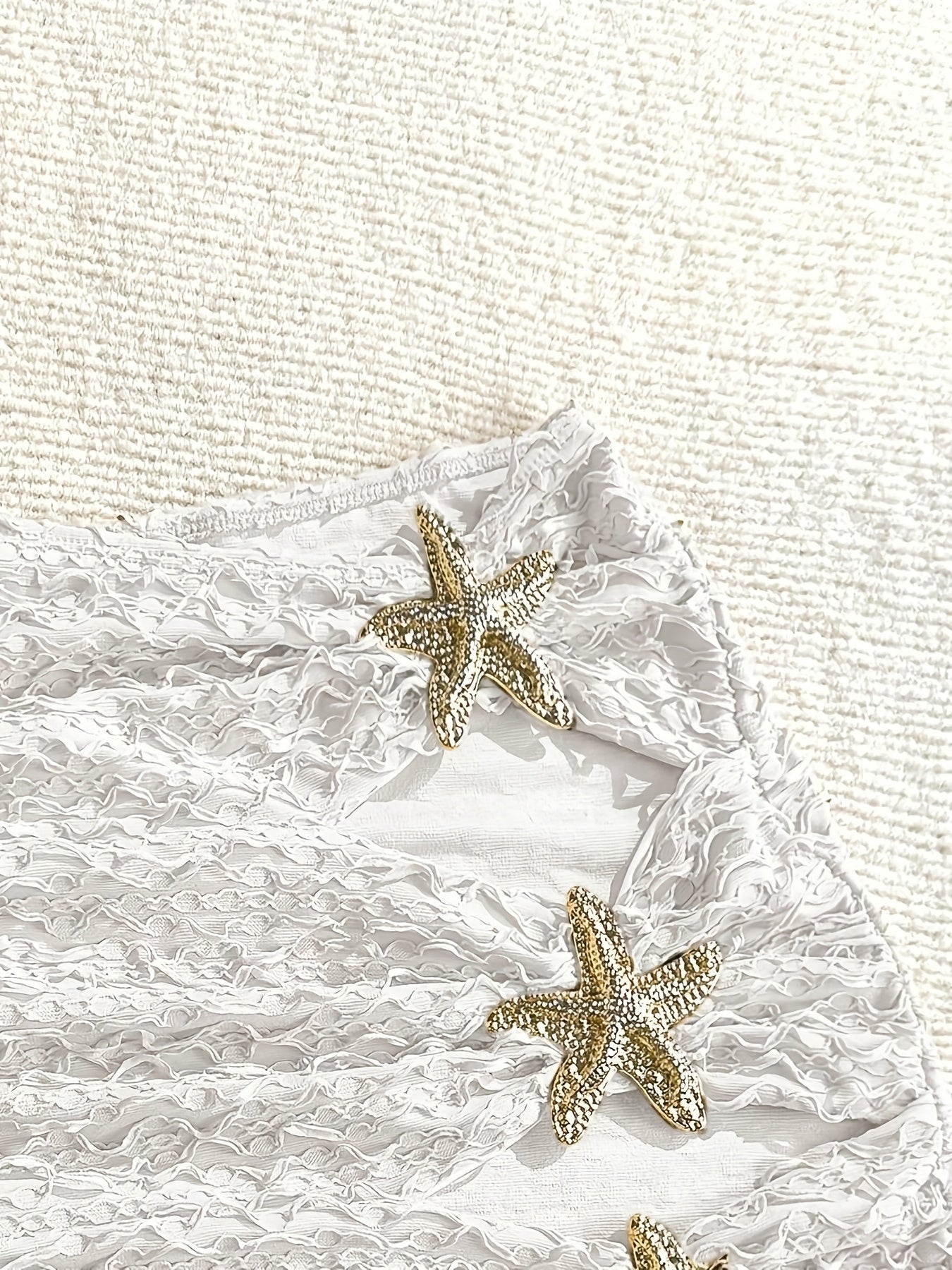 Women's Mini Beach Skirt with Starfish Decoration and Cut-Outs – Summer Beachwear Boho Style