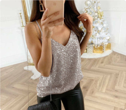 Lisa – Sparkling Summer V-Neck Top