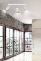 Plafondlamp gepoedercoat staal modern Hiro wit goud 45 x 19 cm, met 3 verstelbare spots