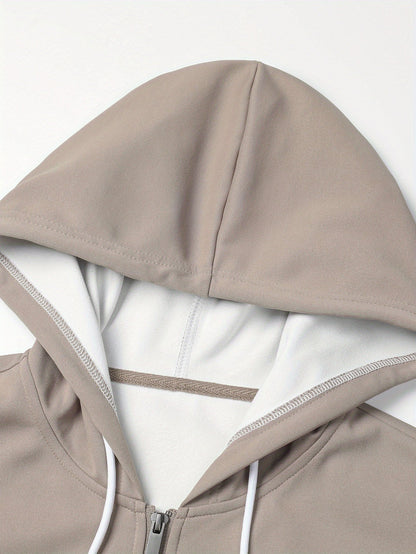 Men's zip-up hoodie jacket with color-block design
