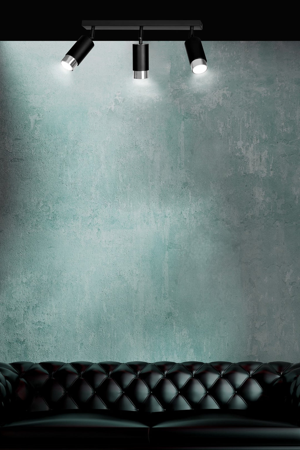 Plafondlamp gepoedercoat staal modern Hiro zwart met zilver, 3 richtbare spots, 45 x 19 cm, voor keuken en hal