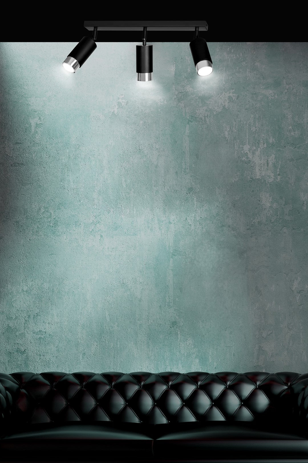 Plafondlamp gepoedercoat staal modern Hiro zwart met zilver, 3 richtbare spots, 45 x 19 cm, voor keuken en hal