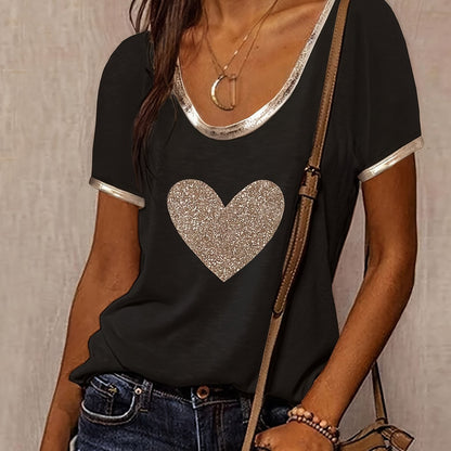 Women's shirt with heart motif and metallic details – trendy casual shirt for everyday wear and special occasions