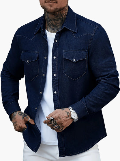 Herren Freizeit Jeanshemd im modernen Western-Stil – Perfekt für Alltag und Streetwear