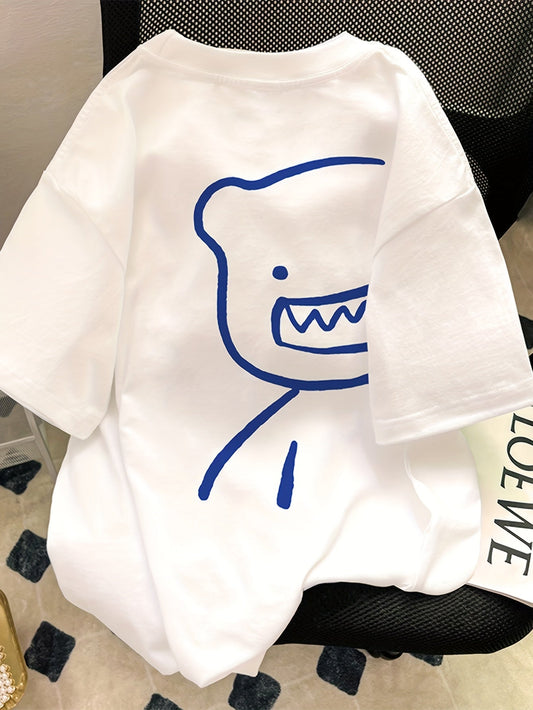 Men's Oversized Streetwear T-Shirt with Bear Print – Artistic Look, Casual Fashion