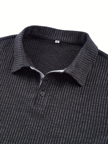 Men's Modern Fit Short Sleeve Polo Shirt – Textured Casual Classic for Office & Everyday Wear