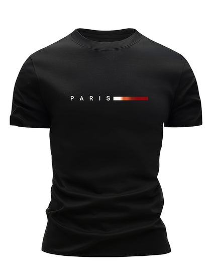 Men's T-Shirt Set 3-Pack – Modern Paris Print, Sporty Style, Perfect for Everyday & Leisure