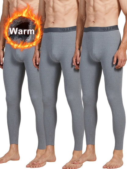 3-Pack Men’s Thermal Pants, Warm Long Underwear, Basic Men’s Leggings