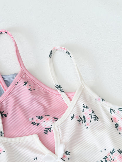 Women's Two-Piece Pajama Set with Floral Print – Short Sleepwear Set for Spring and Summer, Sexy Style