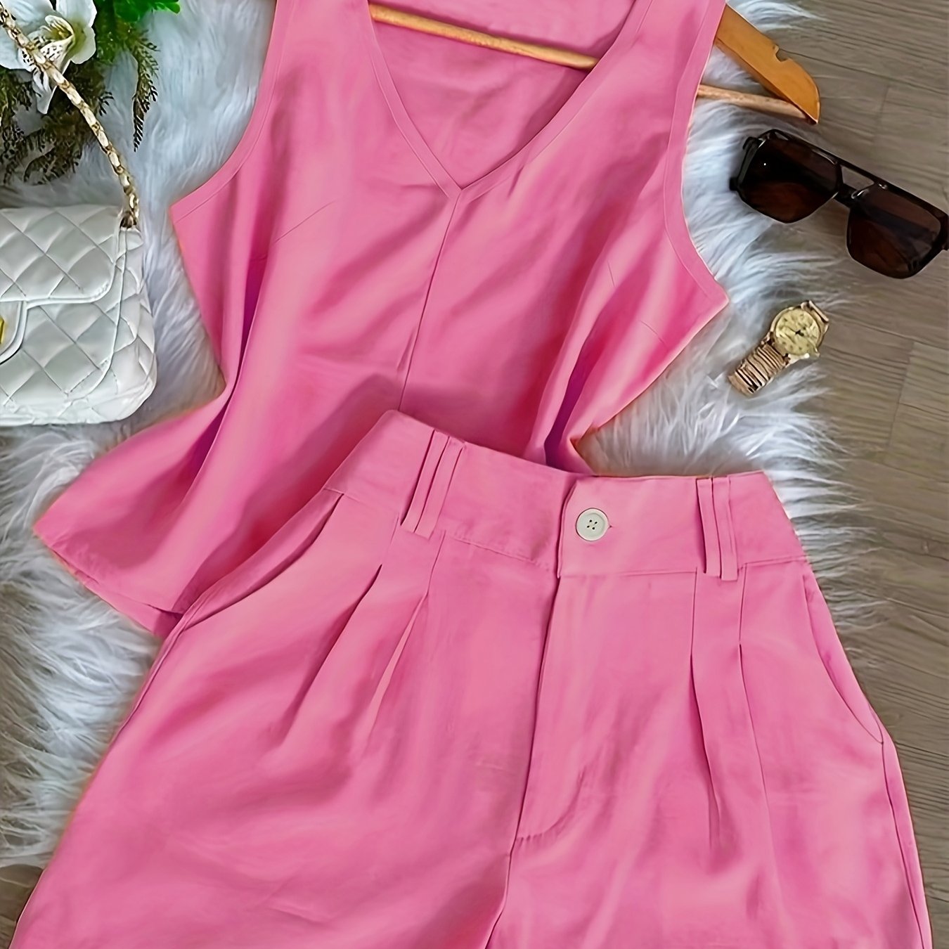 Women's Two-Piece Set – Elegant Top and Shorts for Spring & Summer, Leisure & Everyday Wear