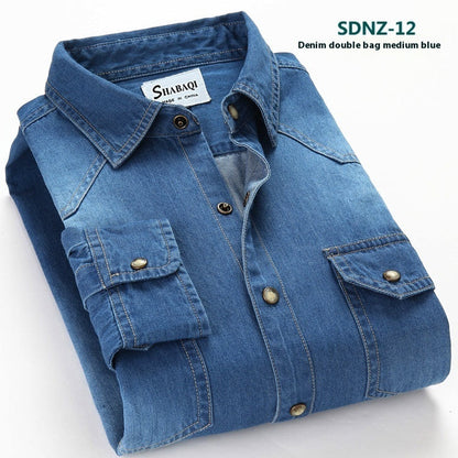 Men's casual-style denim shirt with chest pockets – relaxed long-sleeve shirt for everyday and office wear