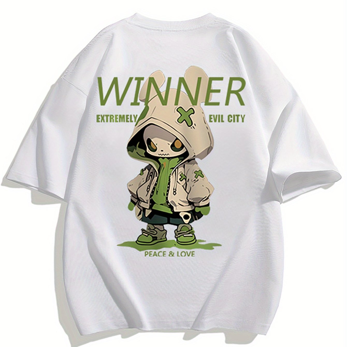 Men's Oversized Streetwear T-Shirt with Cartoon Print and Urban Style – Trendy Casual Shirt