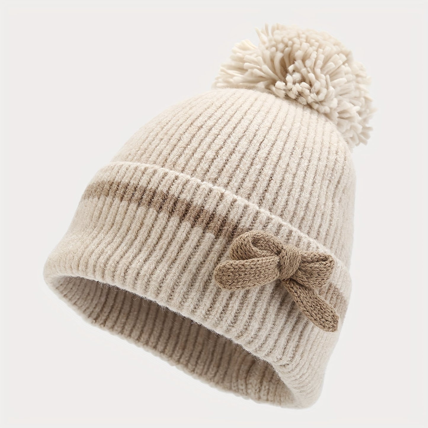 Winterset 3-teilig mit Mütze, Schal und Handschuhen, gestrickt mit Schleifchen-Detail