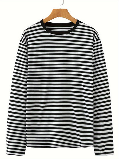 Striped long-sleeve crew-neck shirt for women and men