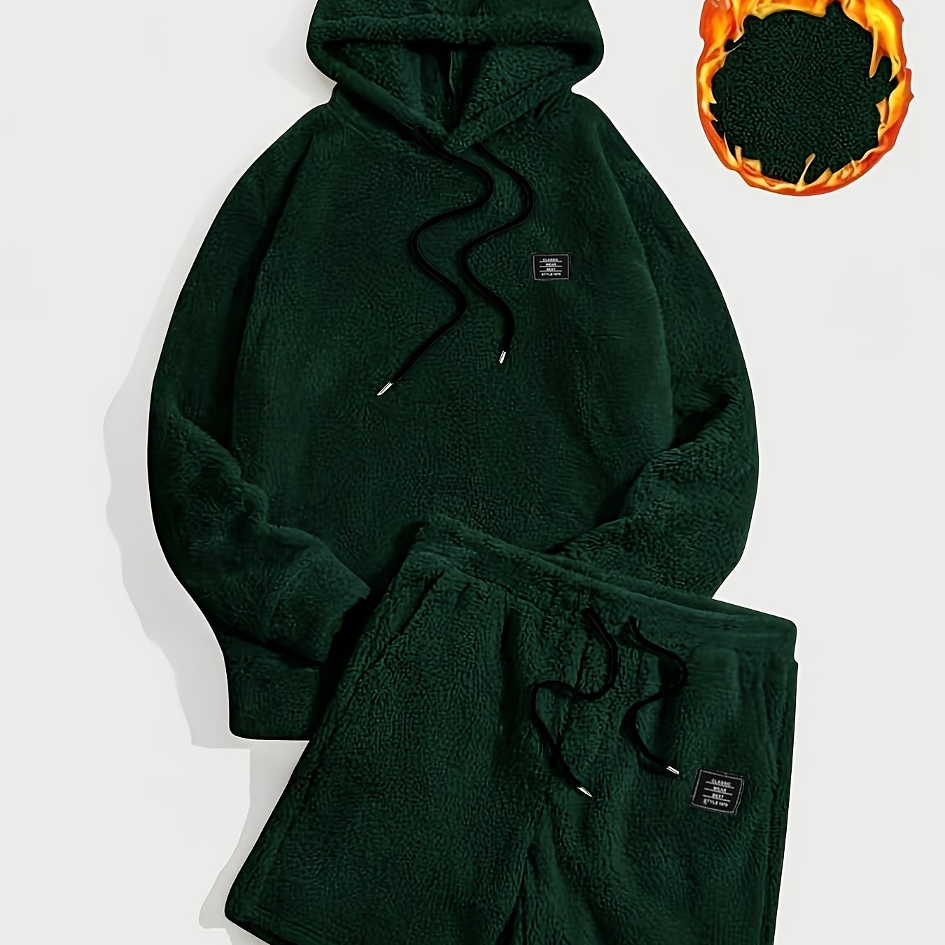Unisex Teddyfleece Hoodie & Shorts Set Plüsch Hausanzug