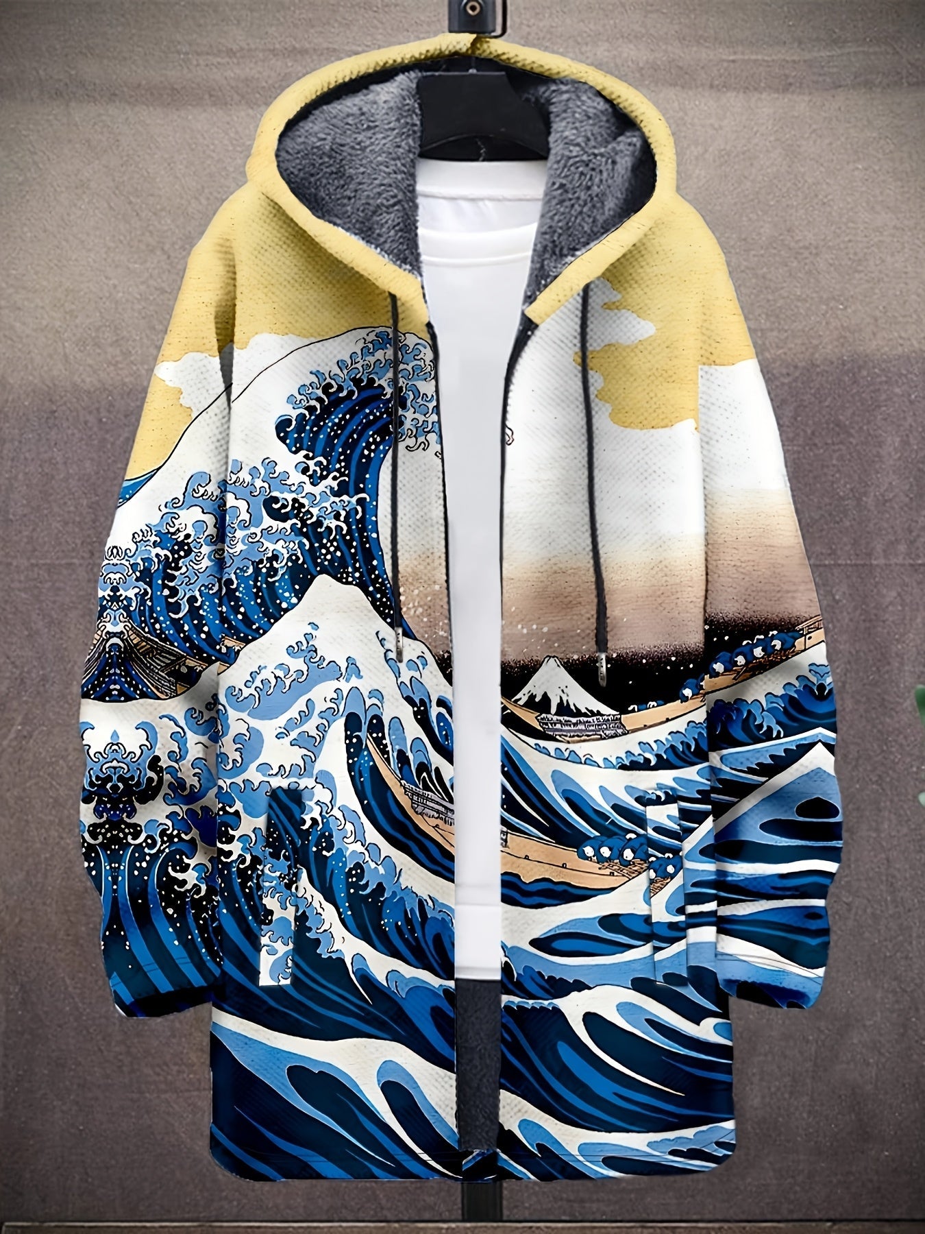 Hoodie Jacke mit Reißverschluss und Muster, Langarm, gefüttert