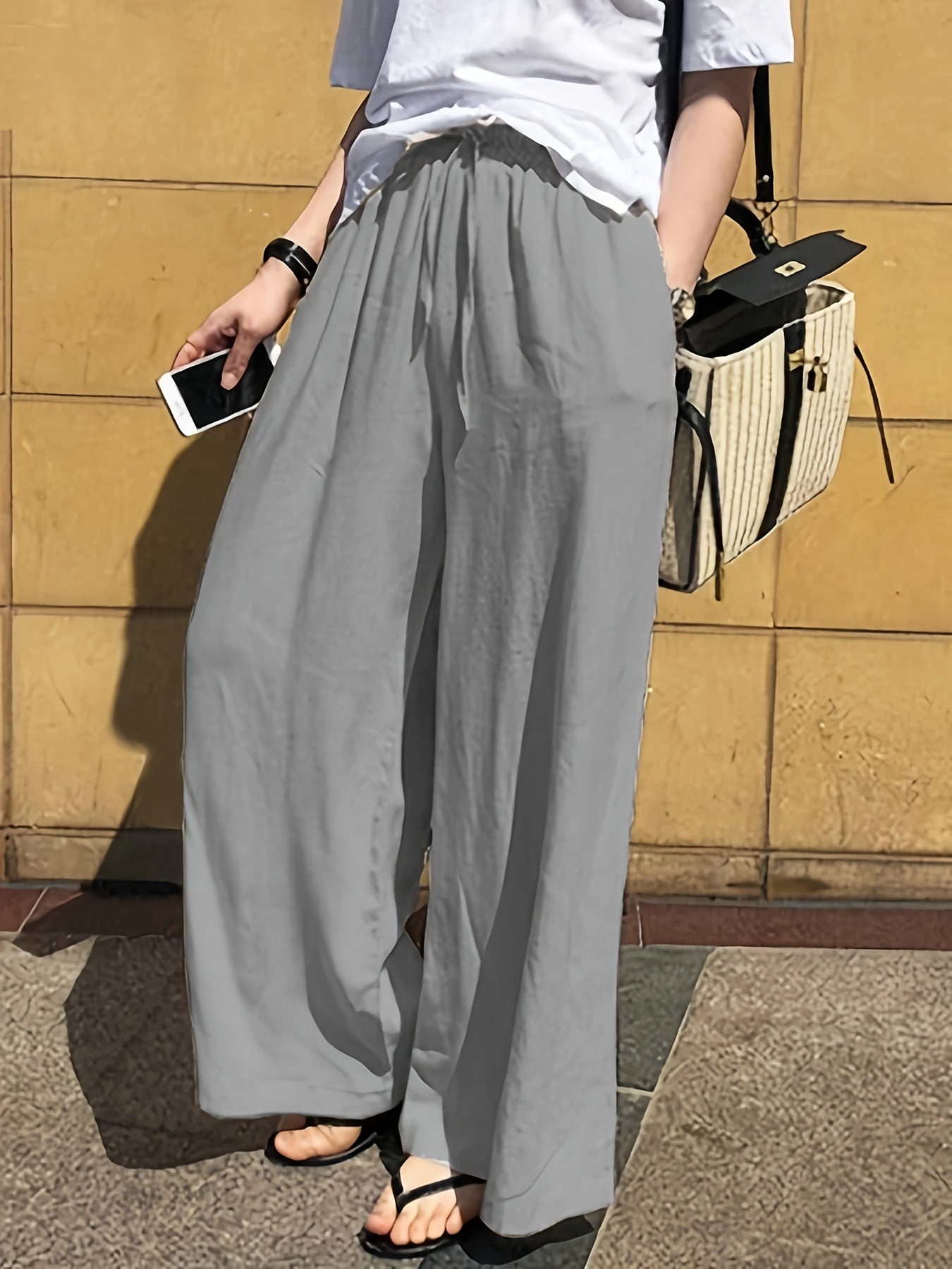 Damen Weite Freizeithose mit Kordelzug – Eleganter, Lässiger Style für Alltag und Urlaub