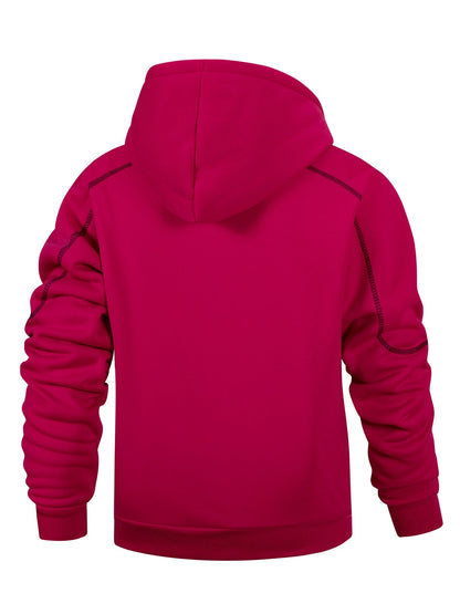 2-Pack Men's Hoodie Jacket Set, Zip-Up Hoodies, Fleece-Lined, Navy Blue, Black, Red