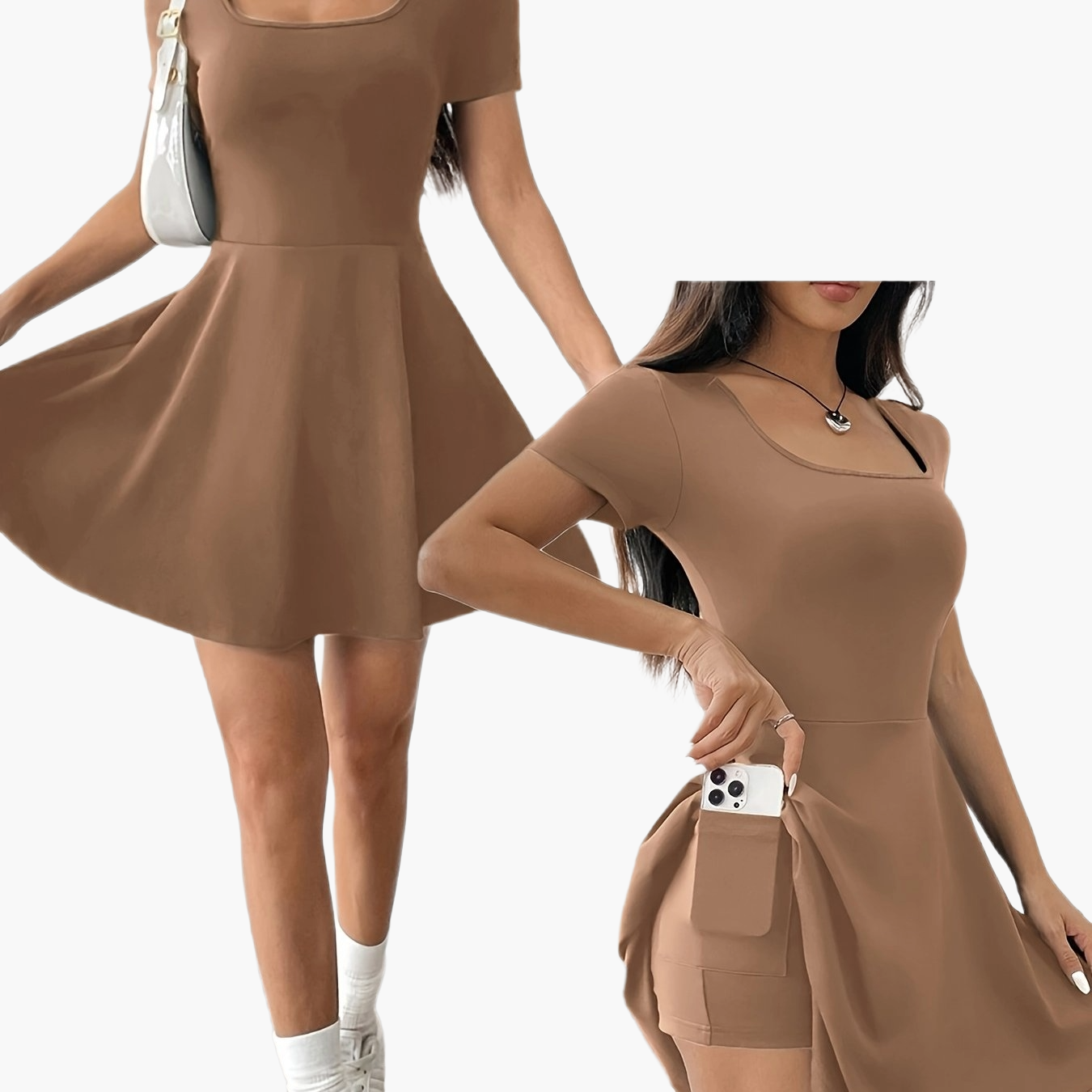 Women's Elegant Casual Dress with Short Sleeves and A-Line Cut – Perfect for Everyday and Going Out
