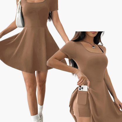 Women's Elegant Casual Dress with Short Sleeves and A-Line Cut – Perfect for Everyday and Going Out