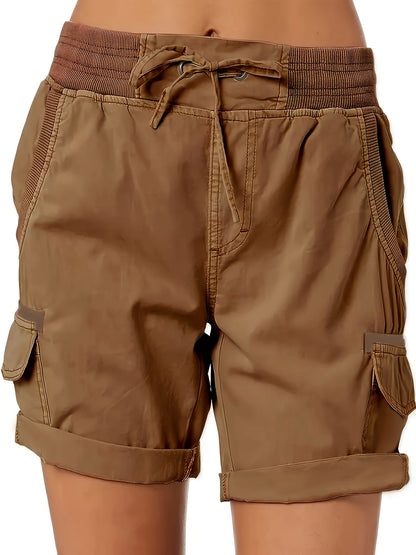 Women's Casual Shorts with Drawstring and Cargo Pockets – Comfortable Summer Bermuda Shorts