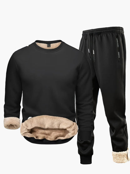 Men's Two-Piece Exercise Suit for Autumn & Winter – Fleece Lined, Casual, Warm, Ideal for Leisure & Exercise