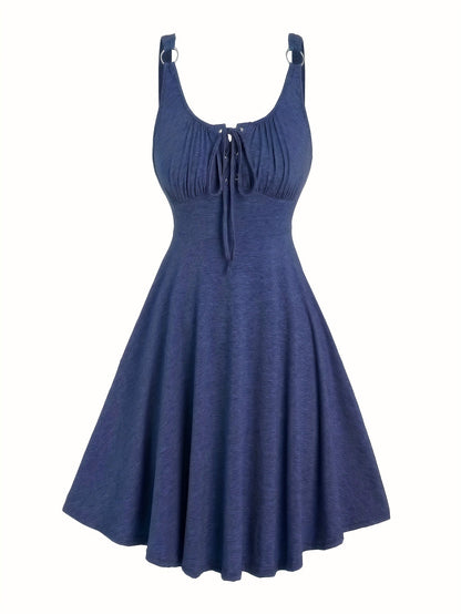 Damen Skaterkleid mit Schnürung – Freizeitkleid im Vintage-Stil für Alltag und Sommer