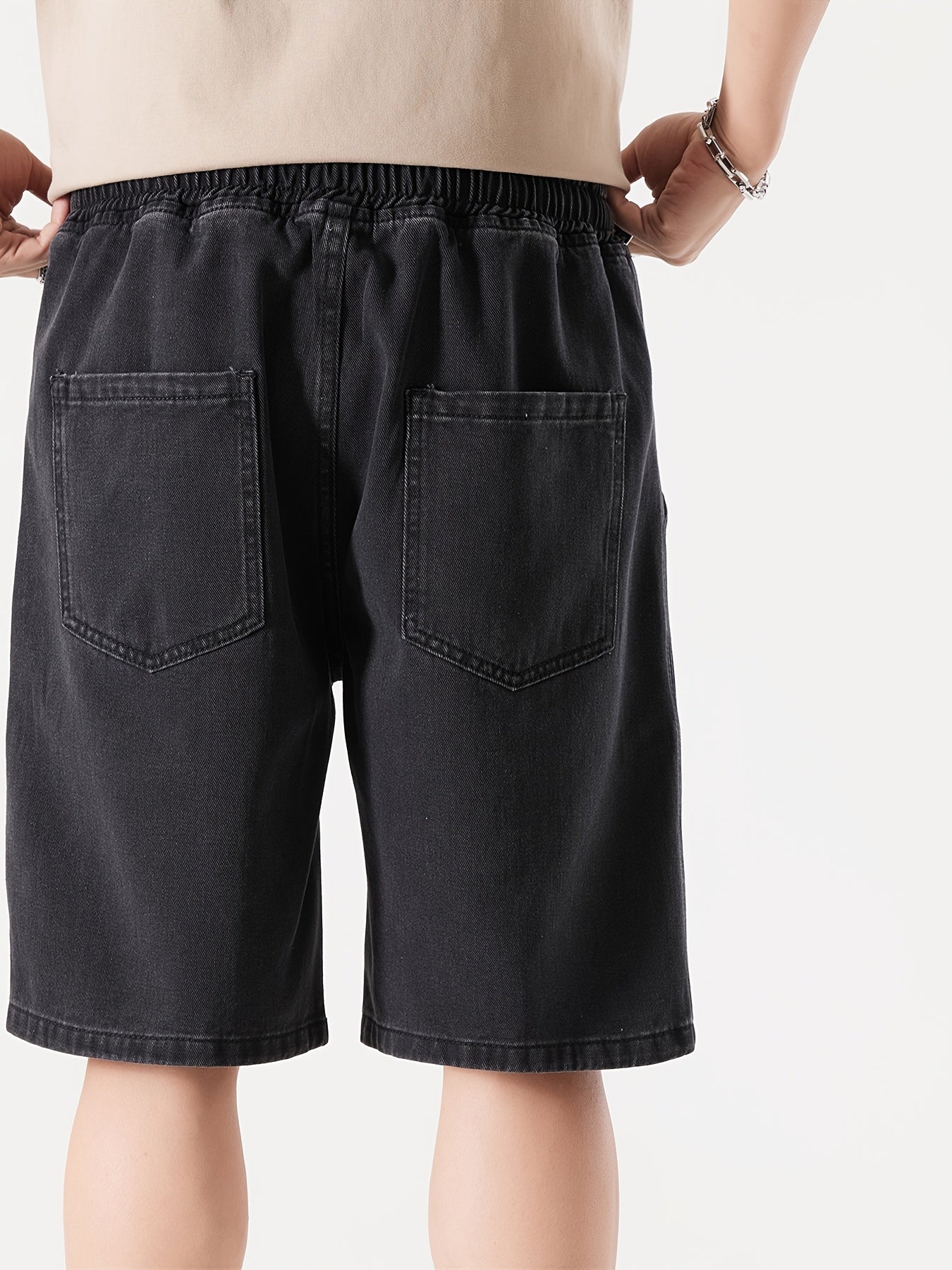 Men's Casual Loose Fit Denim Shorts with Drawstring – Relaxed, Knee-Length Shorts for Everyday and Streetwear