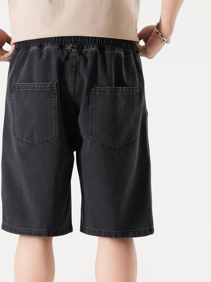 Men's Casual Loose Fit Denim Shorts with Drawstring – Relaxed, Knee-Length Shorts for Everyday and Streetwear