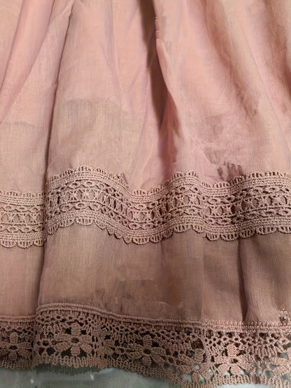Women's Vintage Slip with Lace for Summer, Midi Petticoat in Romantic Style