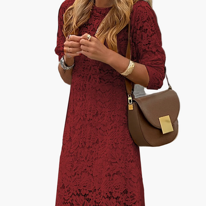 Women's Elegant Maxi Dress with Long Sleeves and Textured Pattern – Perfect for Everyday and Special Occasions