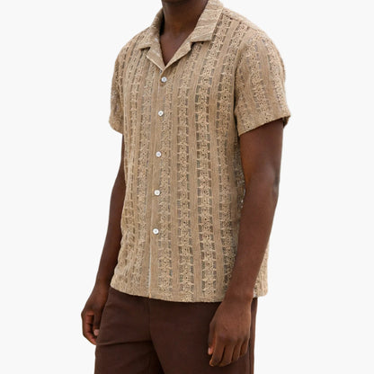 Men's Boho Short-Sleeve Shirt with Geometric Pattern – Perfect for Vacation and Beach