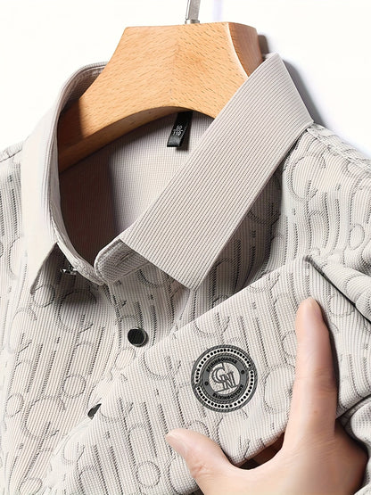 Men's Casual Shirt with Pattern and Classic Notch Collar – Stylish Summer Shirt for Everyday and Leisure Wear