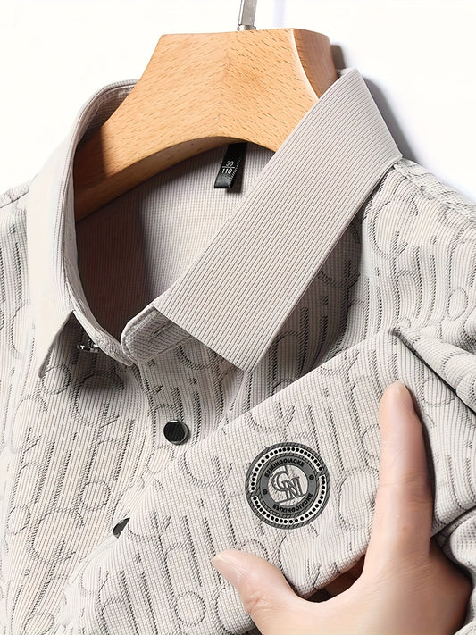 Men's Casual Shirt with Pattern and Classic Notch Collar – Stylish Summer Shirt for Everyday and Leisure Wear