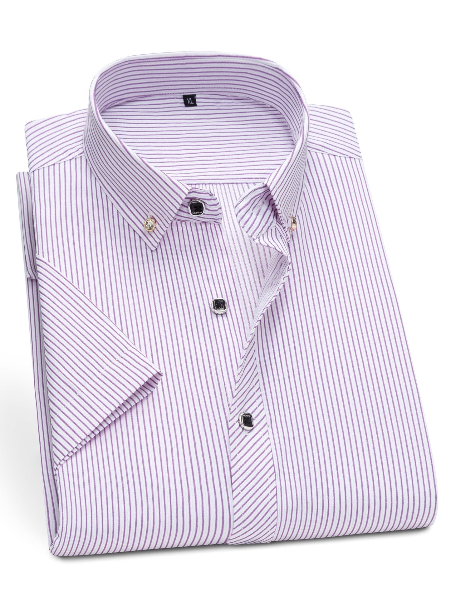 Men's Business Short-Sleeve Shirt with Pinstripes – Modern Design for Office and Leisure