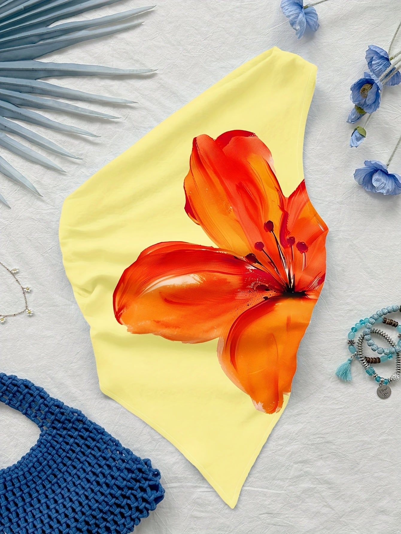 Damen Asymmetrisches Freizeit-Top mit Blumenmuster für den Sommer