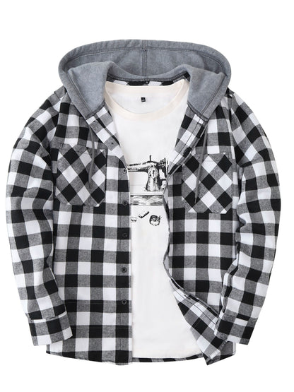Men's Plaid Shirt with Hoodie in Casual Style – Perfect for Leisure and Everyday Wear