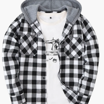 Men's Plaid Shirt with Hoodie in Casual Style – Perfect for Leisure and Everyday Wear