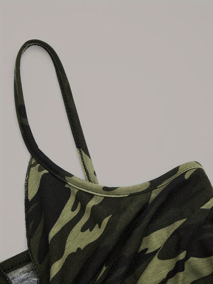 Women's Camouflage Handkerchief Camisole Top for Streetwear and Festivals