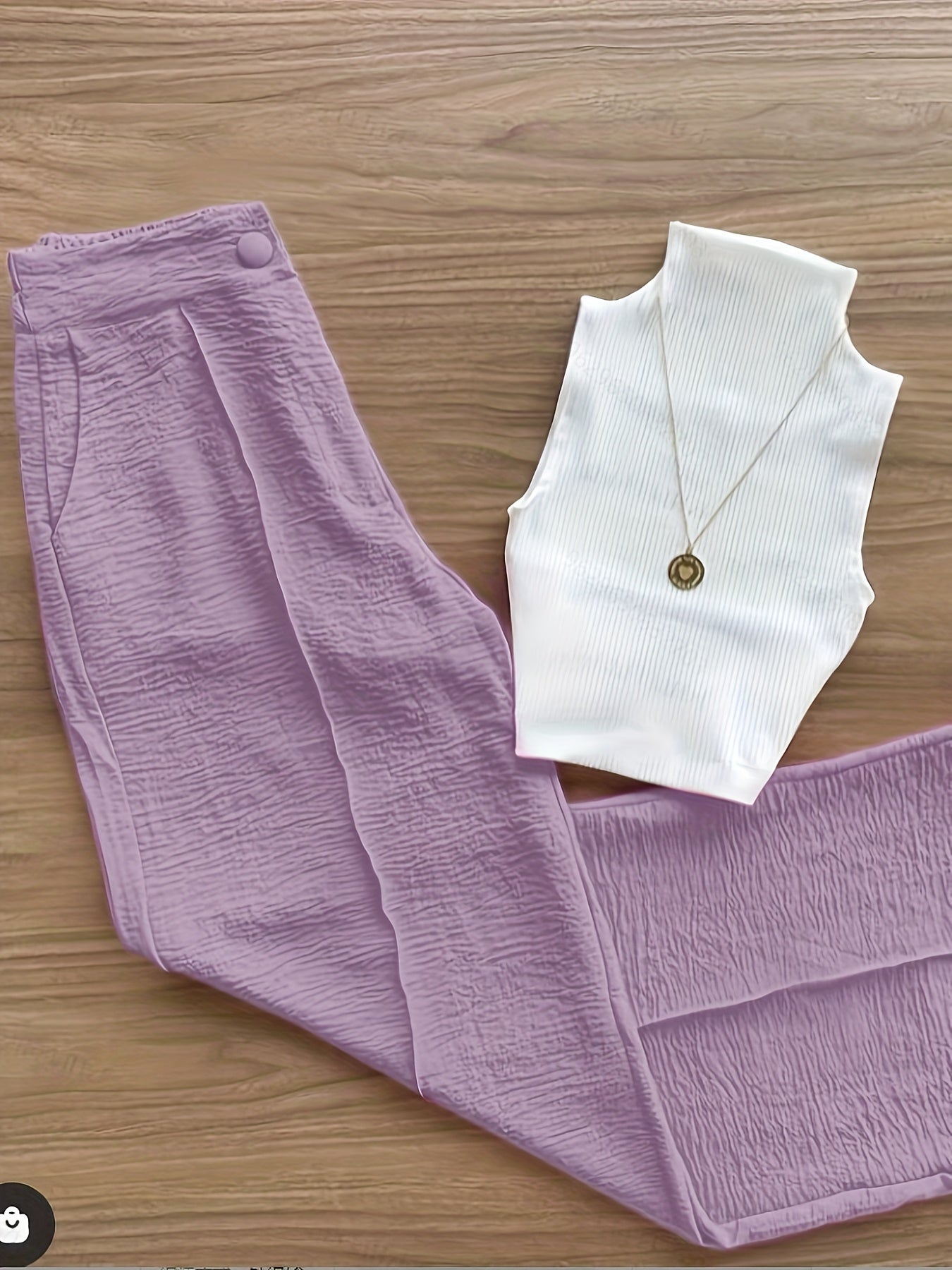 Women's Elegant Set – Sleeveless Top with Stand Collar and Pants, Perfect for Spring & Summer
