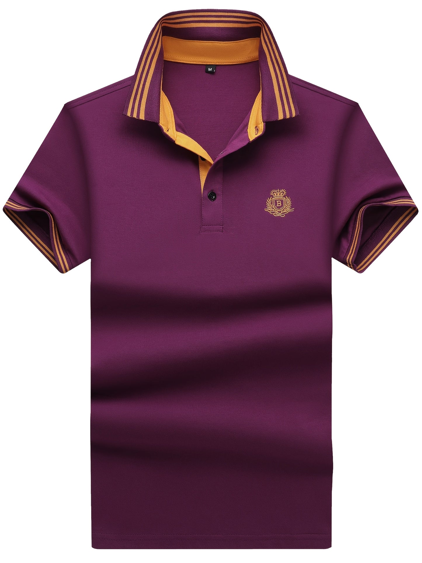 Men's Polo Shirt with Striped Collar and Embroidery – Sporty-Elegant Casual Style