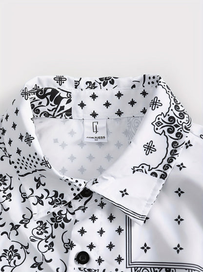 Men's Summer Casual Set – Short-Sleeve Shirt and Shorts with Paisley Pattern, Perfect for Everyday & Vacation