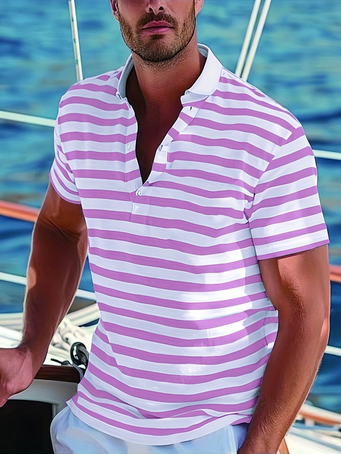 Herren Polo-Shirt mit Streifen – Maritimer Casual-Look für Sommer und Freizeit